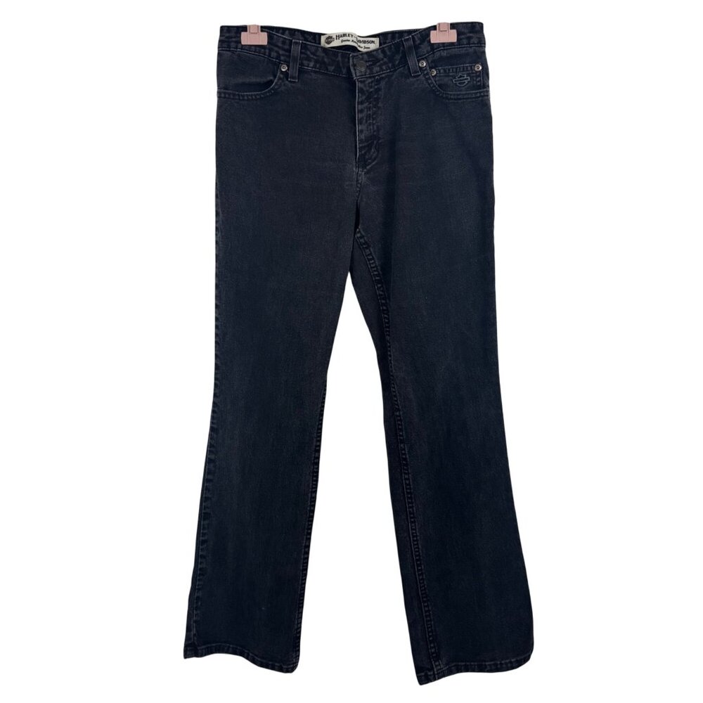 Harley-Davidson Womens 10 R Black Bootcut Denim Jeans Genuine Motorcycle Style